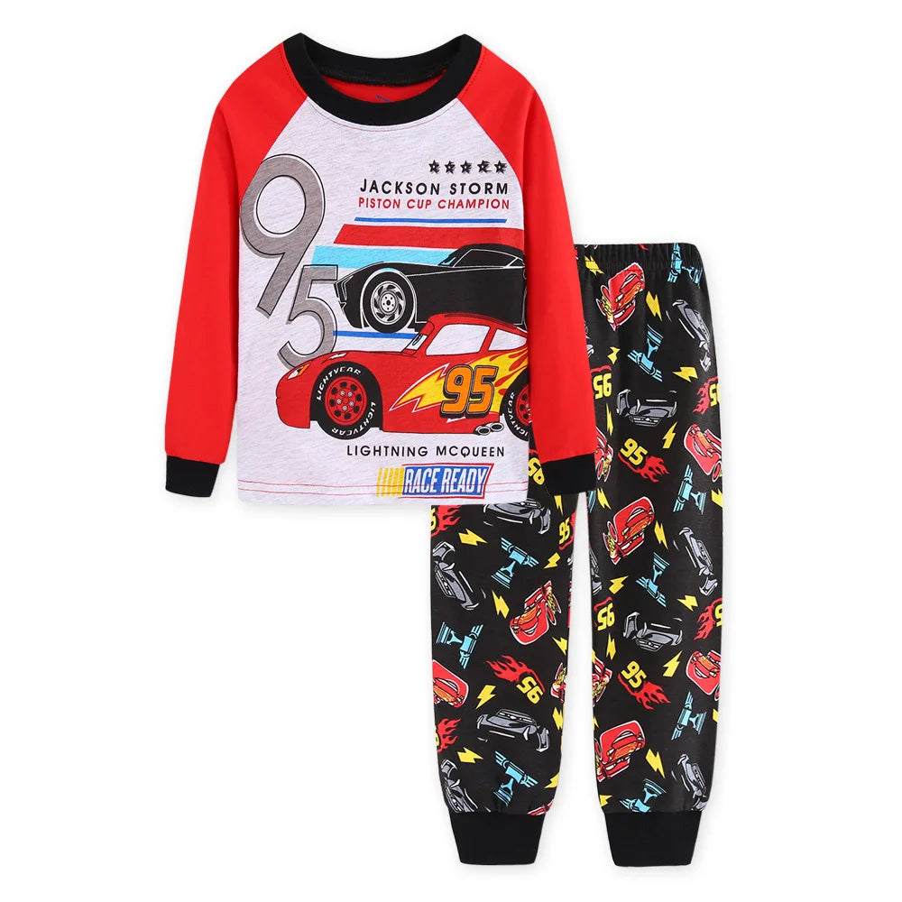 Spring Autumn Children's Clothing Sets Boys 95 Cars McQueen Cartoon Sleepwear Clothes Kids Pajamas Set Baby Girls Cotton Pyjamas sports wear boys