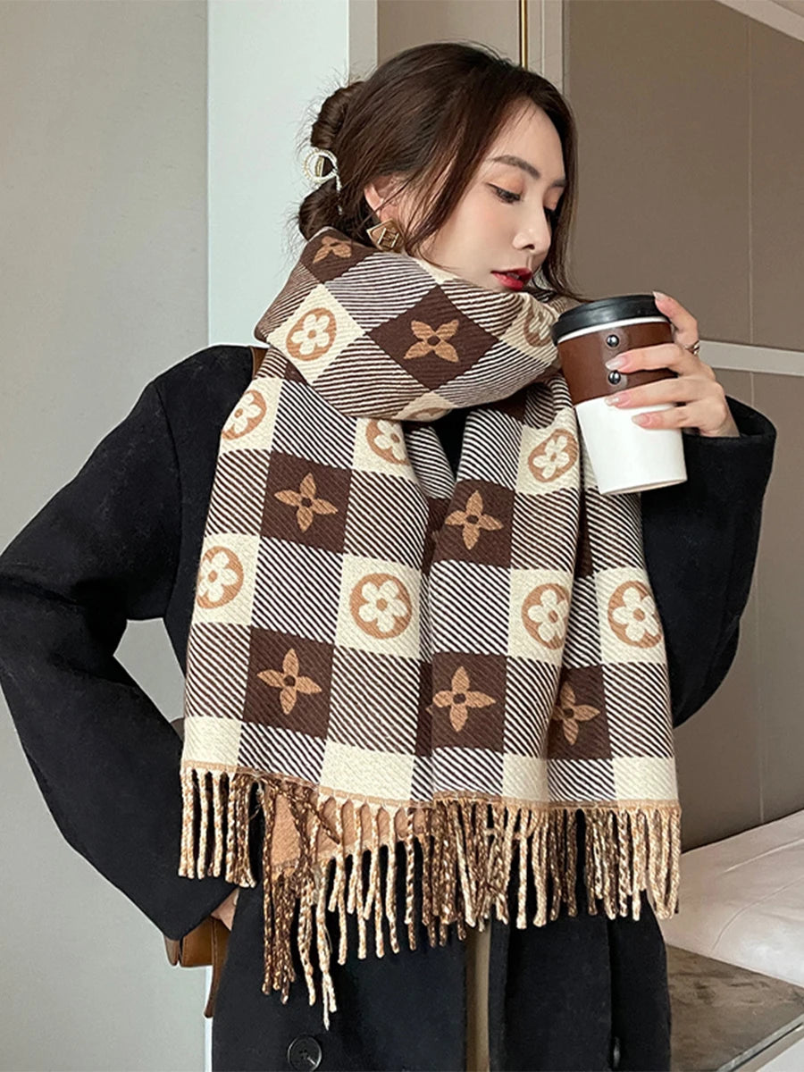 New Elegant Women's Autumn Winter pashmina Fashionable Versatile Air-Condition Shawl Thickened Warm Scarf Suitable For Daily Use scarf and shawl