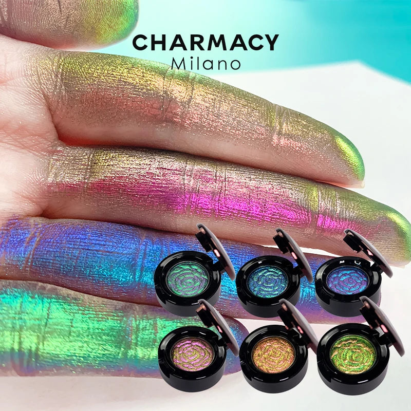 6 Colors Glitter Optical Chameleon Powder Eyeshadow Long Lasting Easy to Wear Eye Shadow for Women Makeup Cosmetic eyes