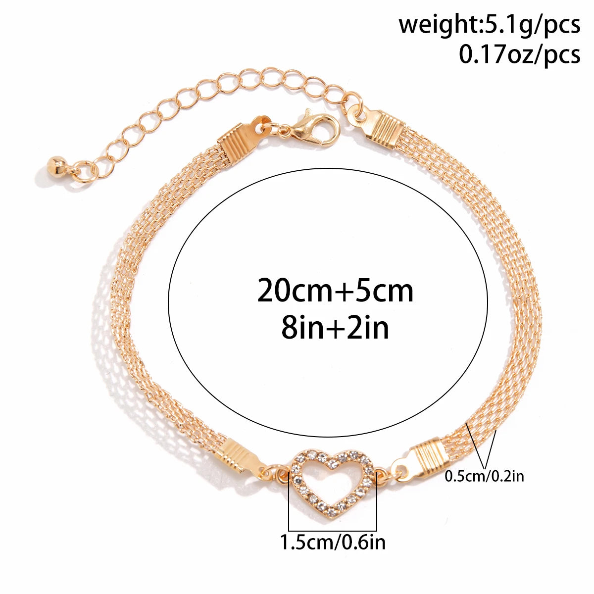 Trendy Full Rhinestone Heart Geometric Charm Anklet for Women Net Chain On Leg Bracelet Ankle Girls Party Beach Jewelry anklet