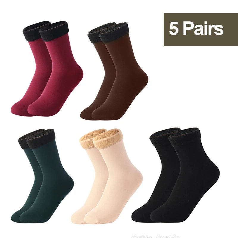 1/2/3/5/10Pairs Thermal Socks Women Winter Warm Thicken Fleece Short Socks Cashmere Wool Socks Snow Velvet Boots Home Floor Wear Socks