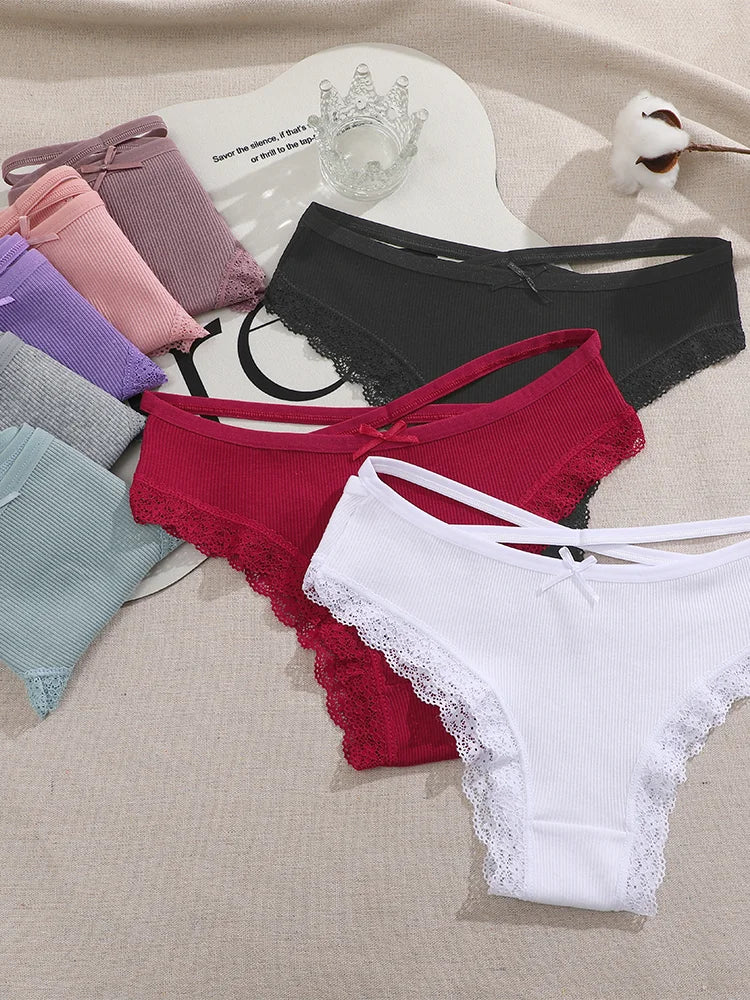 4PCS Women's Cotton Briefs Sexy Female Underpants Elasticity Comfortable Underwear Panties Lingerie S-XL  Solid Color Intimate undergarments