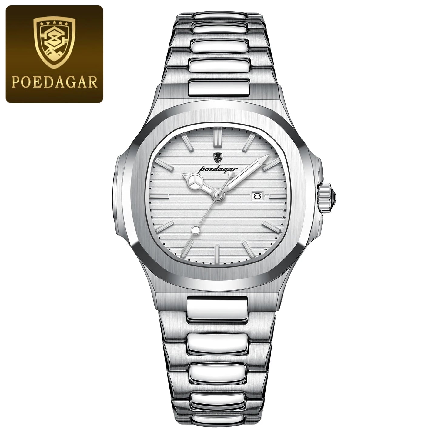 POEDAGAR Luxury Square Watch for Woman Waterproof Luminous Date Ladies Watch Stainless Steel Quartz Women's Watches Female Reloj watch