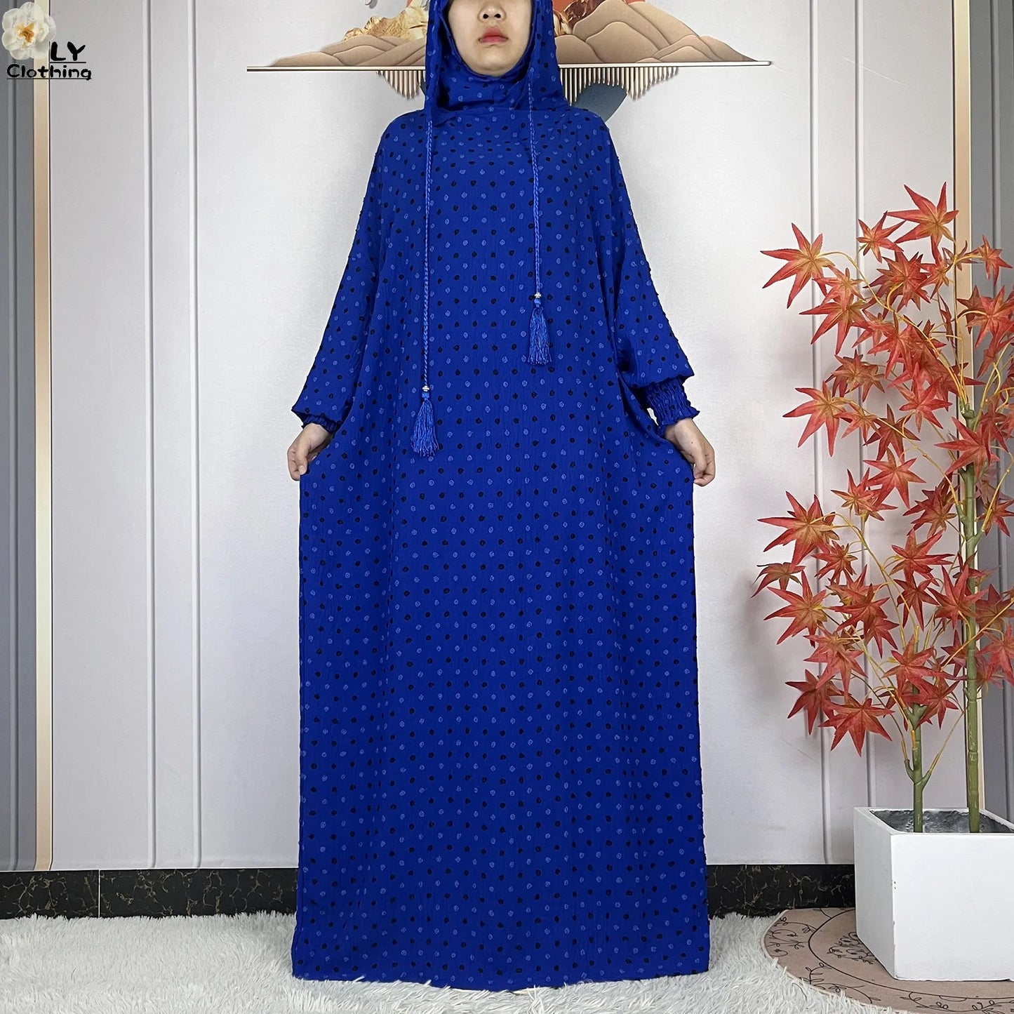 New Pure Cotton Ramadan Muslim Two-Hat Abaya Dubai Turkey Islam Prayer Clothes Loose Robe Islamic Women Traditional Clothing abaya