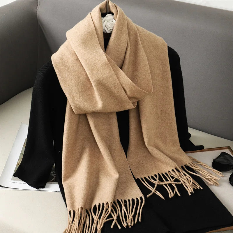 62Color Solid Women Winter Scarf Warm Thicken Cashmere Shawl Outdoor Fashion Luxury Tassels Pashmina Lady Wrap Windproof Scarves scarf and shawl