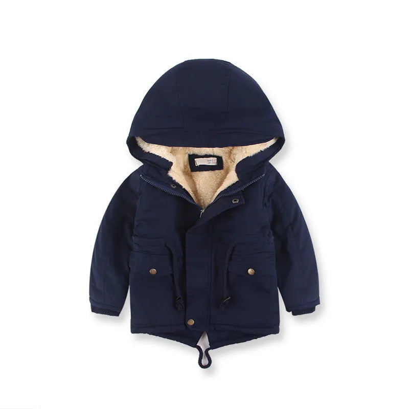 Autumn Winter Children Boy Jacket Coat Hooded Plus Velvet Thicken Warm Jacket For Girl 3-10 Year Kids Girl Parka Outerwear boys jackets and coats