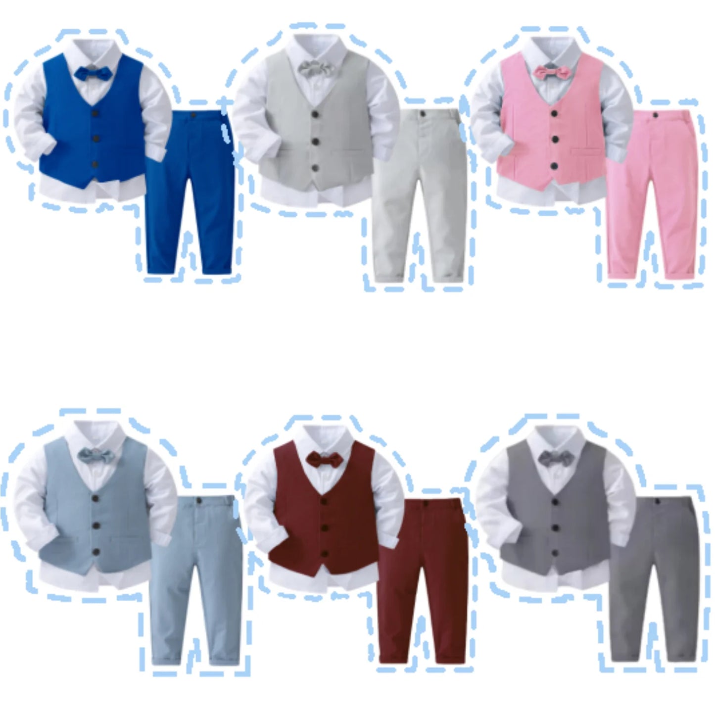 Gentleman Outfits Birthday Costume for Boy Children Spring Autumn Boutique Clothing Set Solid Vest Suit Kids Cotton Formal Wears boys dress