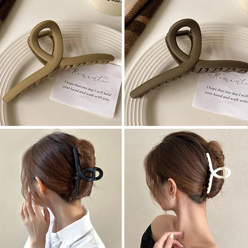 Large Women Hair Clip Cross Matte Hairpin Fashion French Elegant Hairgrips Large Hair Claw Clips Girls Korean Hair Accessories   hairclips