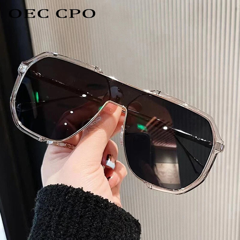 Oversized Sunglasses Women  New Unique One Piece Fashion Sunglasses For Men UV400 Punk Glasses Trending Female Eyewear UV400 Glasses