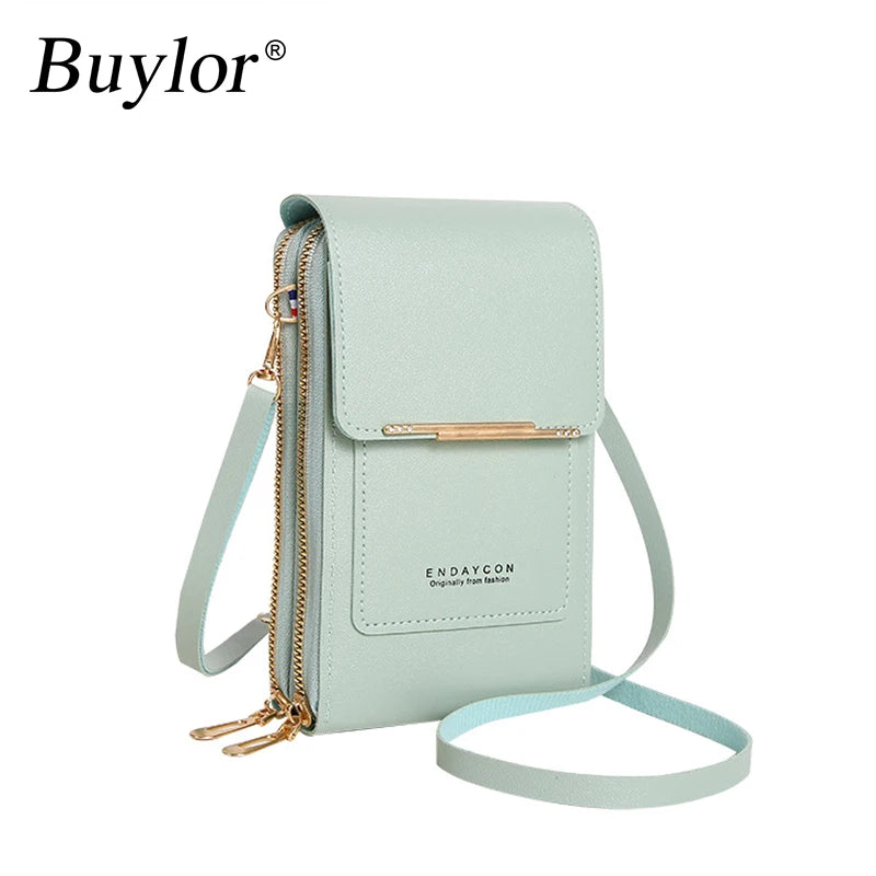 Women's Handbag Touch Screen Cell Phone Purse Shoulder Bag Female Cheap Small Wallet Soft Leather Crossbody bags