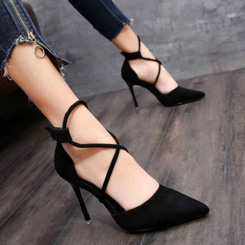 Newest Style High Heels Sexy Pumps Women Shoes 9cm Wedding Shoes for Women Bride Shallow Pointed Single heel shoes