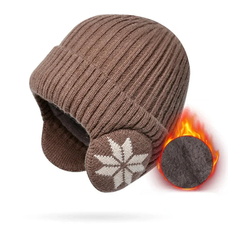 Men Women Winter Warm Plush Knitted Benines Snow Fashion Skullies Hat Unisex New Outdoor Coldproof Ear Protection Wool Caps