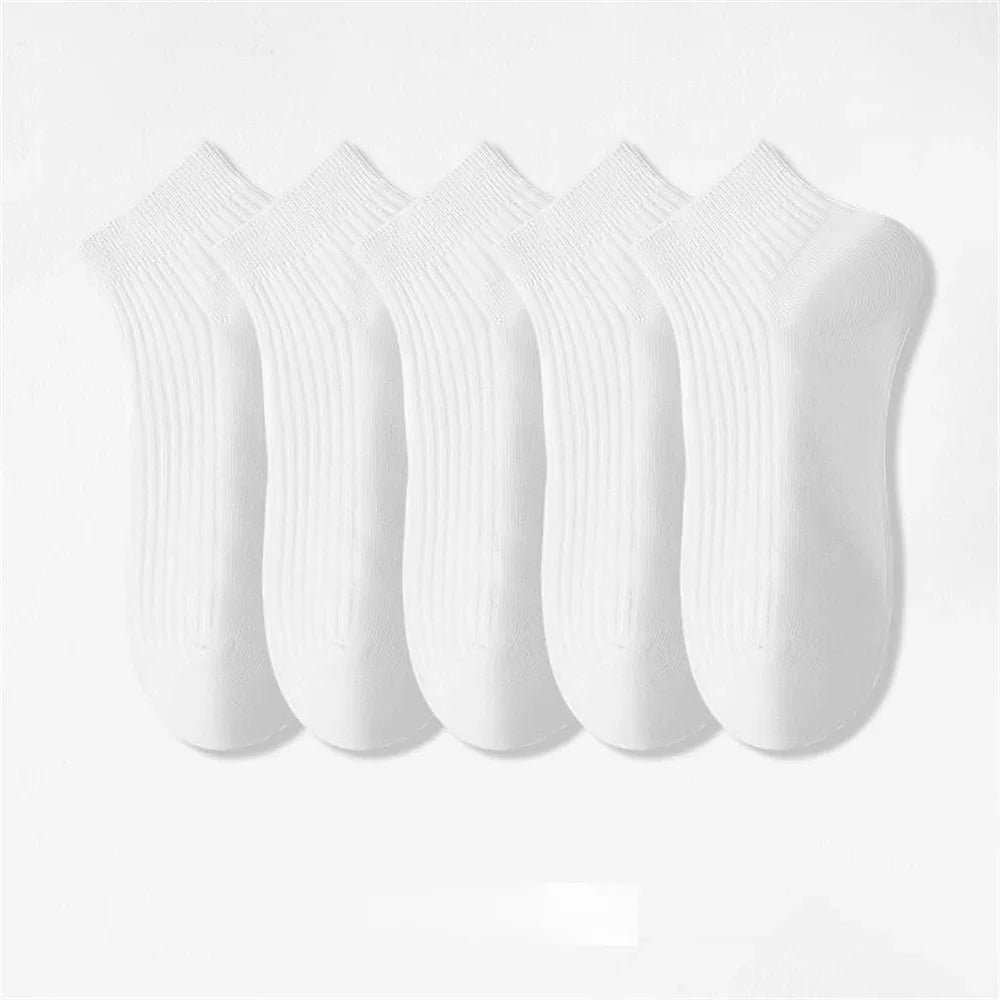 5 Pairs/Pack Ankle Socks Women 100% Cotton Invisible Sweat-absorbing Girls Low Tube Boat Socks EU 36-42 Socks