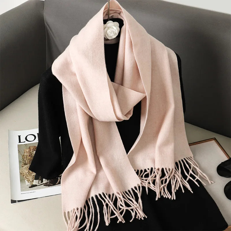 62Color Solid Women Winter Scarf Warm Thicken Cashmere Shawl Outdoor Fashion Luxury Tassels Pashmina Lady Wrap Windproof Scarves scarf and shawl