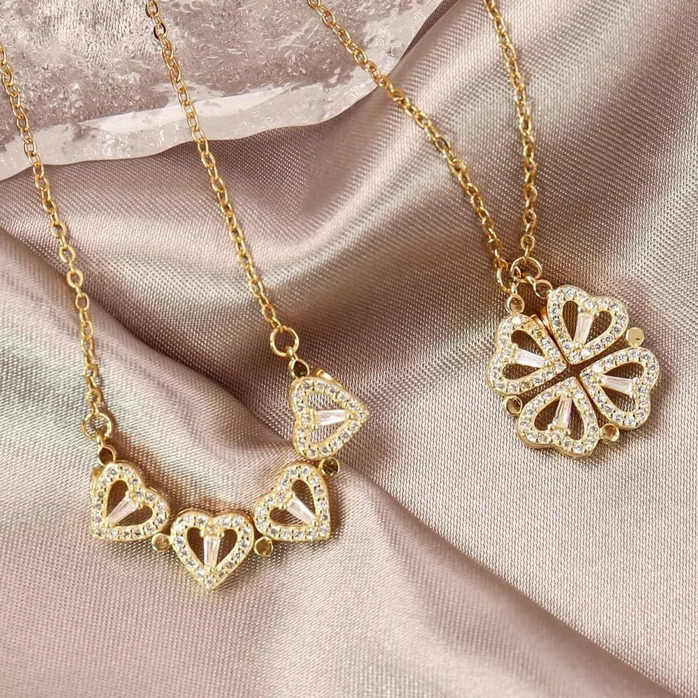 316L Stainless Steel Love Magnetic Pendant Necklace for Women Clover Necklace Heart Shaped Clover Necklace Pendant Jewelry Gift  necklace