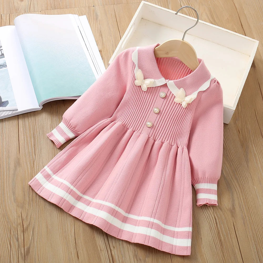 Girls Dress Winter Knitting Sweater Dress Autumn Long Sleeve Princess Dress Vestidos Warm Toddler Girl Clothes Kids Clothing girls dresses