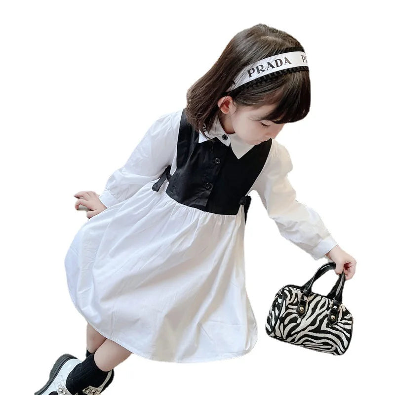 Spring Autumn Girls Dress Korean Fashion Dress for Girls Long Sleeve Casual Princess Bow Dress Children Vestidos Dress Clothing girls dresses