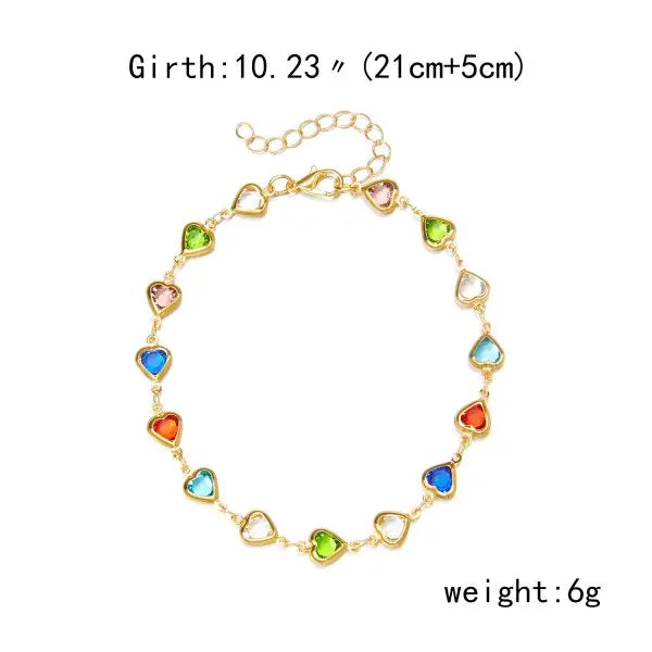 Heart Crystal Colorful Anklet for Women Butterfly Daisy Foot Leg Ankle Chain Girls Beach Party Sandals Jewelry anklet