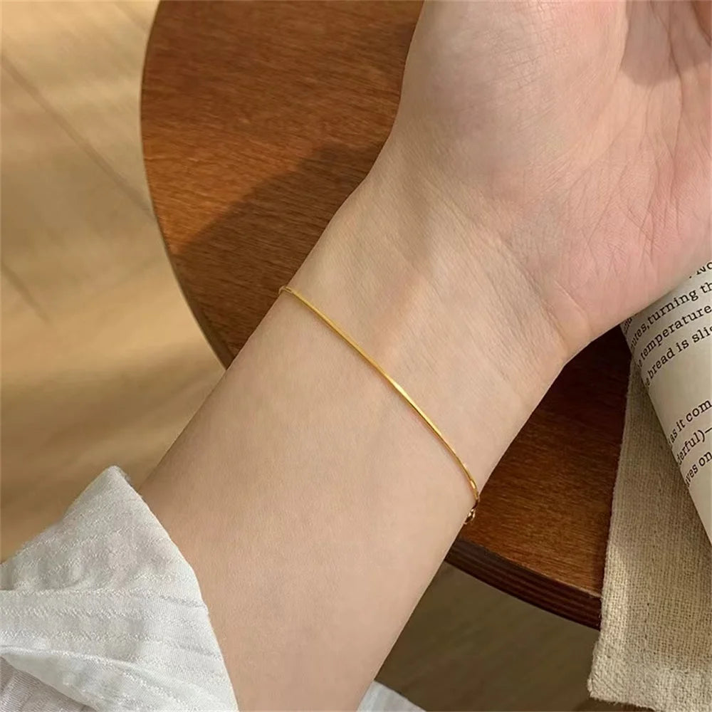 New Ultra-fine Stainless Steel Snake Chain Bracelet Gold Color Simple Bracelet For Women INS Fashion Jewelry Accessories bracelete