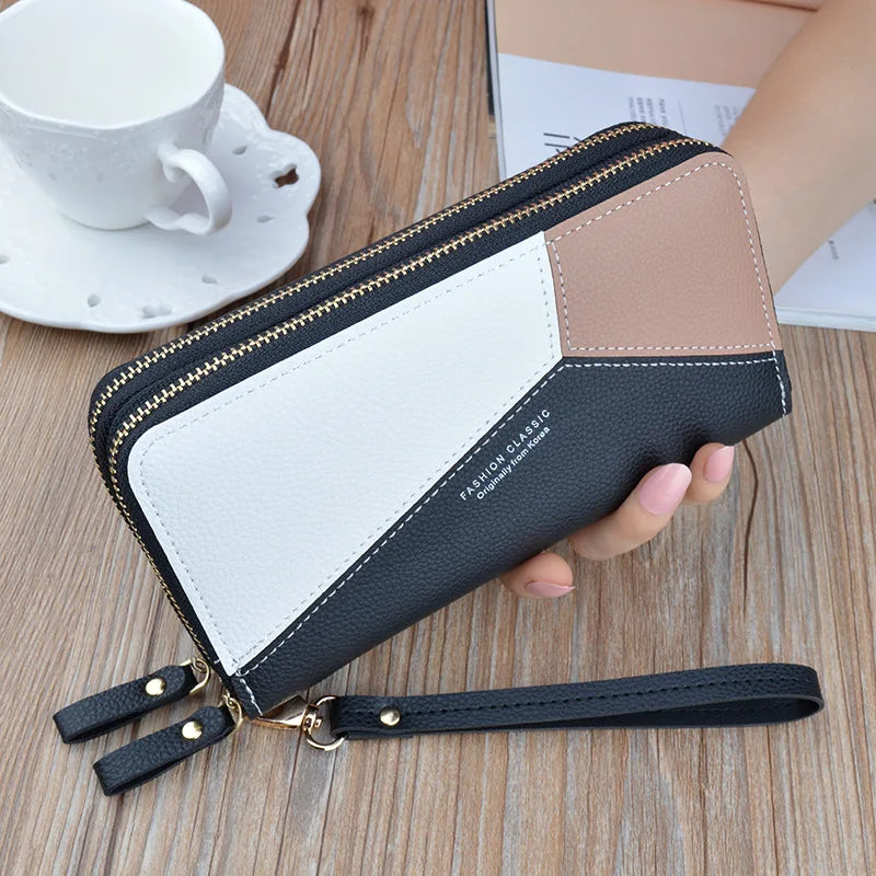 New Women's Wallet Double Zipper Long Fashion Simple Handbags for Women Lychee Pattern Large Capacity Double Women's Purses bags