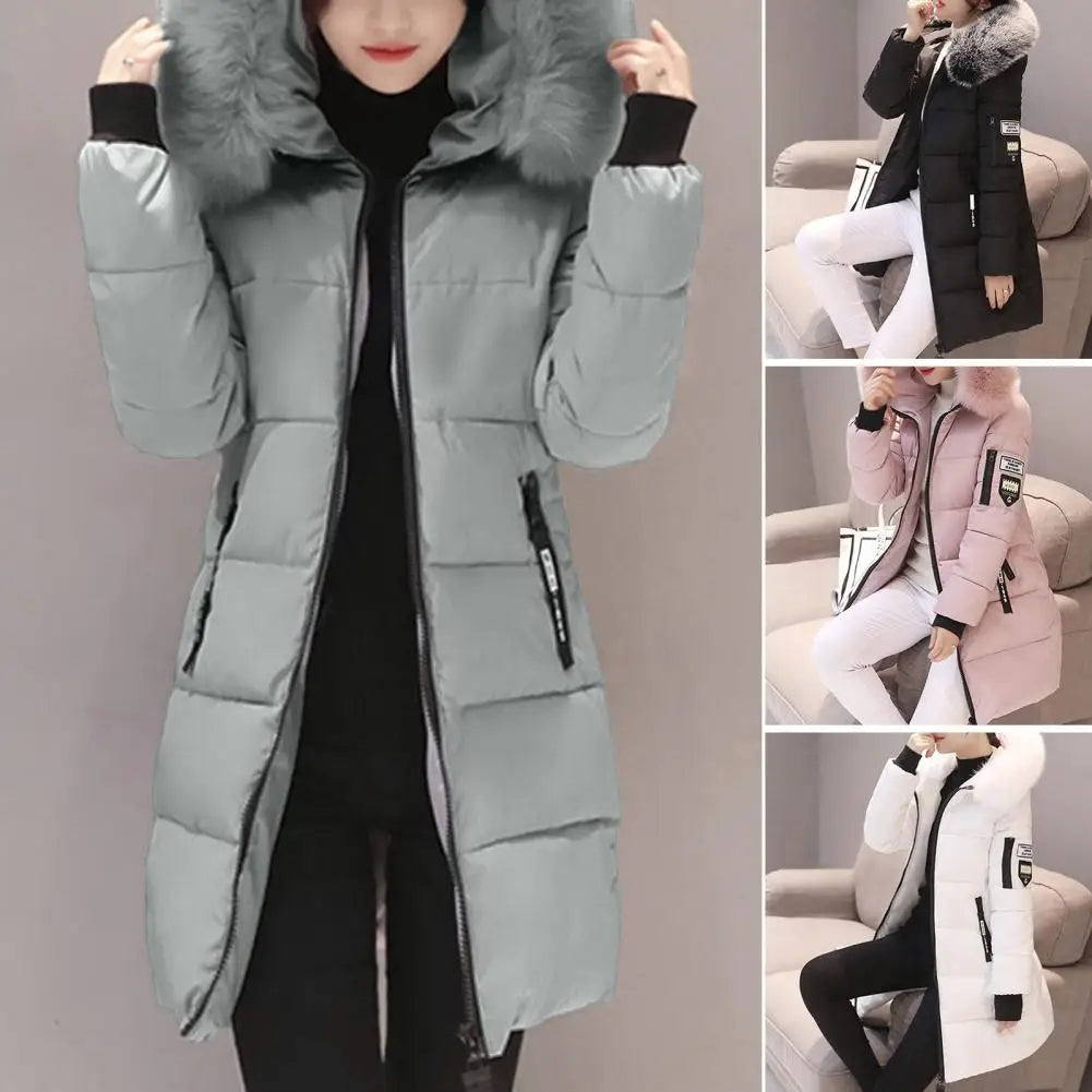 Women Winter Jackets Down Cotton Hooded Tops Large Size Parkas Mujer Coats Long Coat Fashion Female Fur Collar Outfits New Year