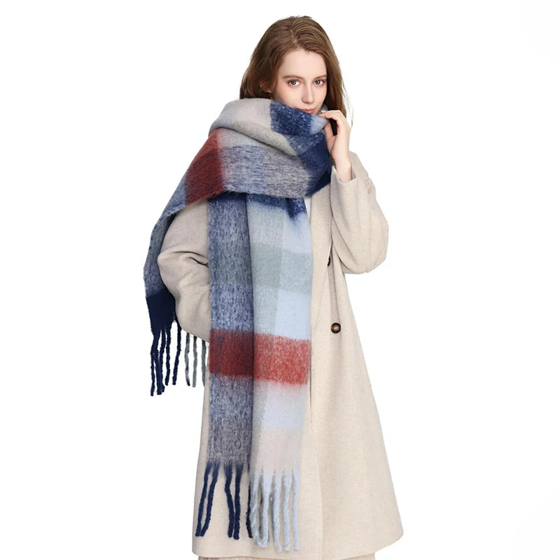 Winter Scarf Women Luxury Autumn Winter Cashmere Scarf Thickened Warm Shawl Classic Tassels Fluffy Scarf Solid Color Soft Shawl scarf and shawl