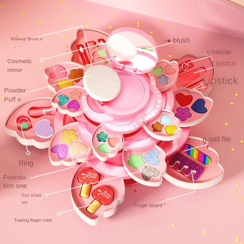 Children's Makeup Box Rotating Opening Cosmetics Toys for Little Girls Princess Makeup Set To Enhance Creativity and Imagination kids makeup