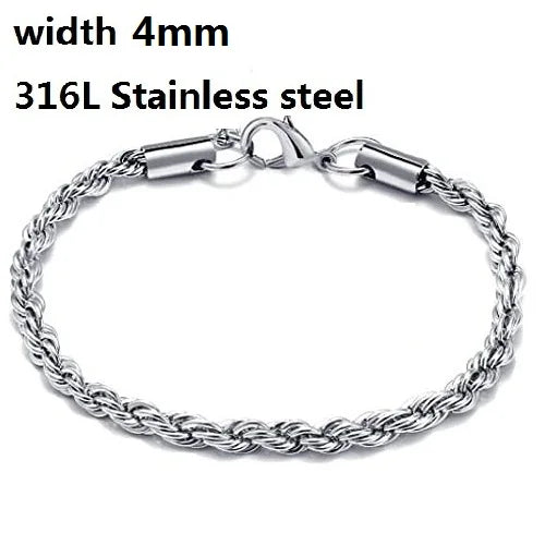 316L Stainless Steel Cuban Chain Bracelet for Men Women Figaro  Vintage Metal Viking Kpop Pulseras Emo Cute Luxury Jewelry Gift bracelete