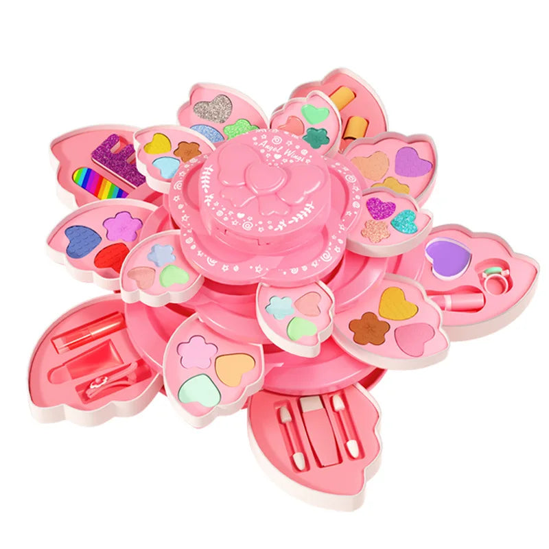 Children's Makeup Box Rotating Opening Cosmetics Toys for Little Girls Princess Makeup Set To Enhance Creativity and Imagination kids makeup