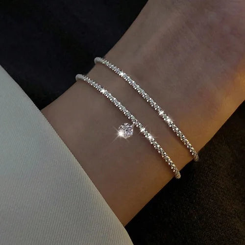 925 Sterling Silver Blue Crystal Bracelets For Women Korean Designer Hollow Adjustable Bracelets Luxury Party Jewelry Gift bracelete