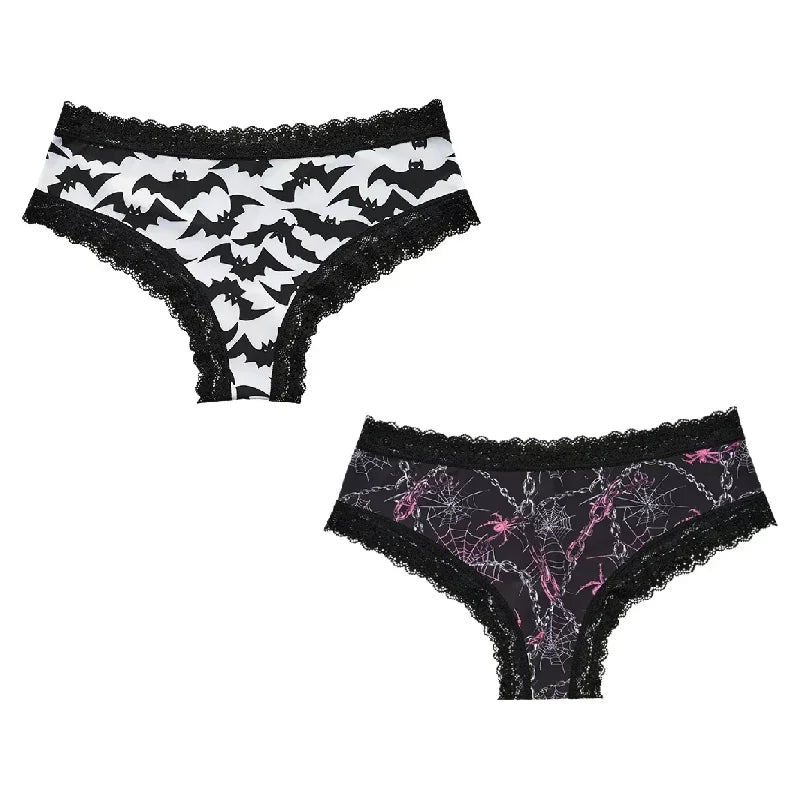 2Pc Set Lingerie Woman Sexy Underwear Lace Female Underwear Ghost Bat Butterfly Gothic Style Breathable Panties For Women undergarments