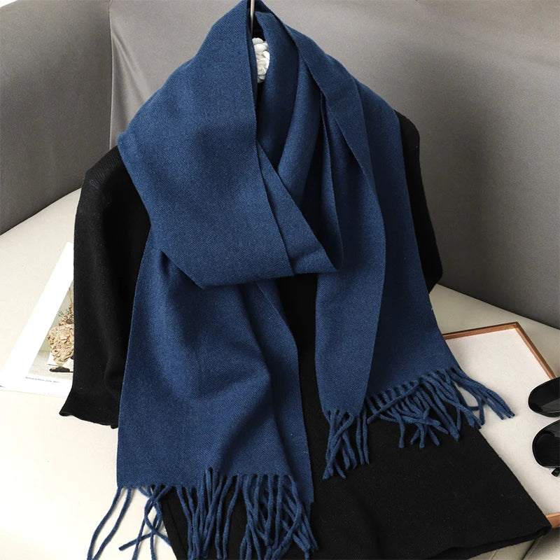 New 62 Color Winter Scarf For Women Long Warm Cashmere Scarves Hijab Solid Lady Shawl Wrap Female Pashmina Bandana Head Scarfs scarf and shawl