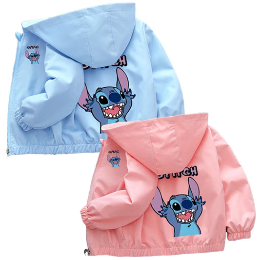 Lilo and Stitch Children Girls Hooded Jacket Coat 2024 Autumn Baby Boy Cartoon Zipper Long Sleeve Casual Clothing Kids Outerwear  girls jackets and coats