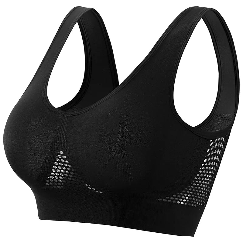 Seamless Mesh Women Sports Bras Fitness Gym Running Underwear Shockproof Bra Wireless Plus Size Crop Top Breathable Yoga Bra sports