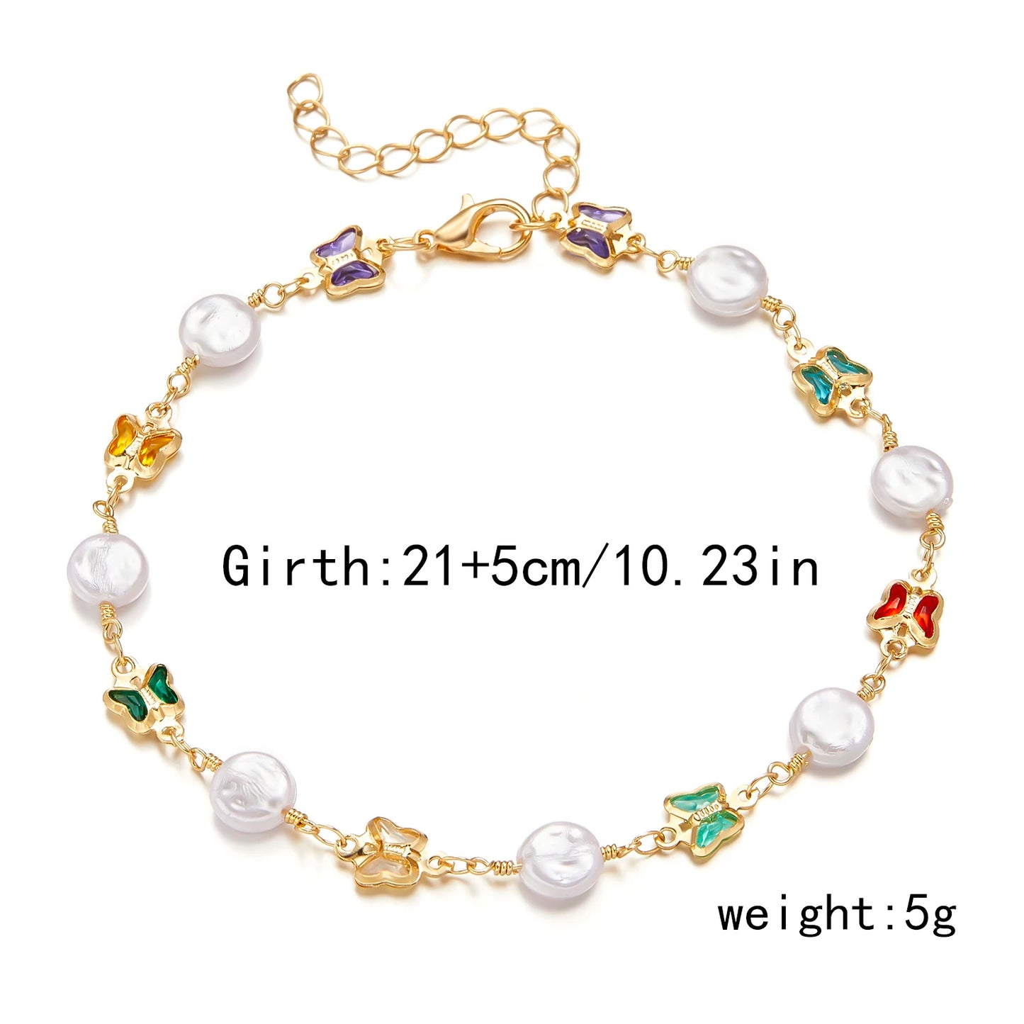 Heart Crystal Colorful Anklet for Women Butterfly Daisy Foot Leg Ankle Chain Girls Beach Party Sandals Jewelry anklet