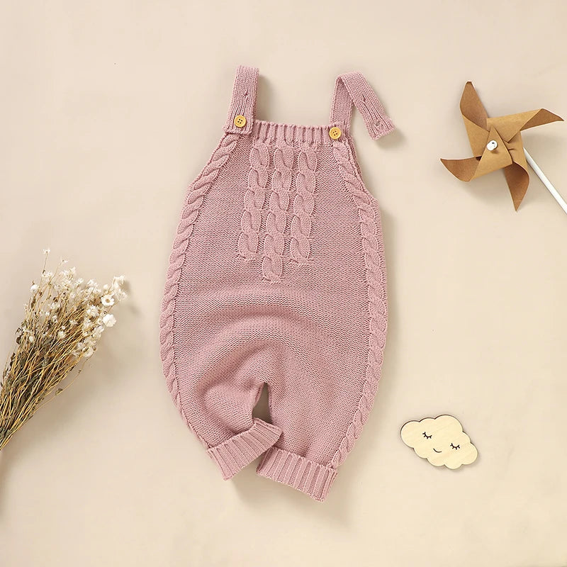 Infant Boys Girls Sleeveless Rompers Clothes 0-18m Newborn Babies Solid Color Knitted Jumpsuits Outfit Spring Fall Children Wear infants boys