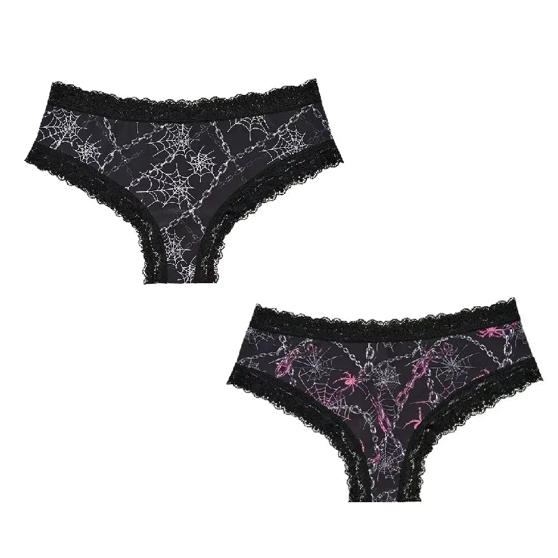 2Pc Set Lingerie Woman Sexy Underwear Lace Female Underwear Ghost Bat Butterfly Gothic Style Breathable Panties For Women undergarments