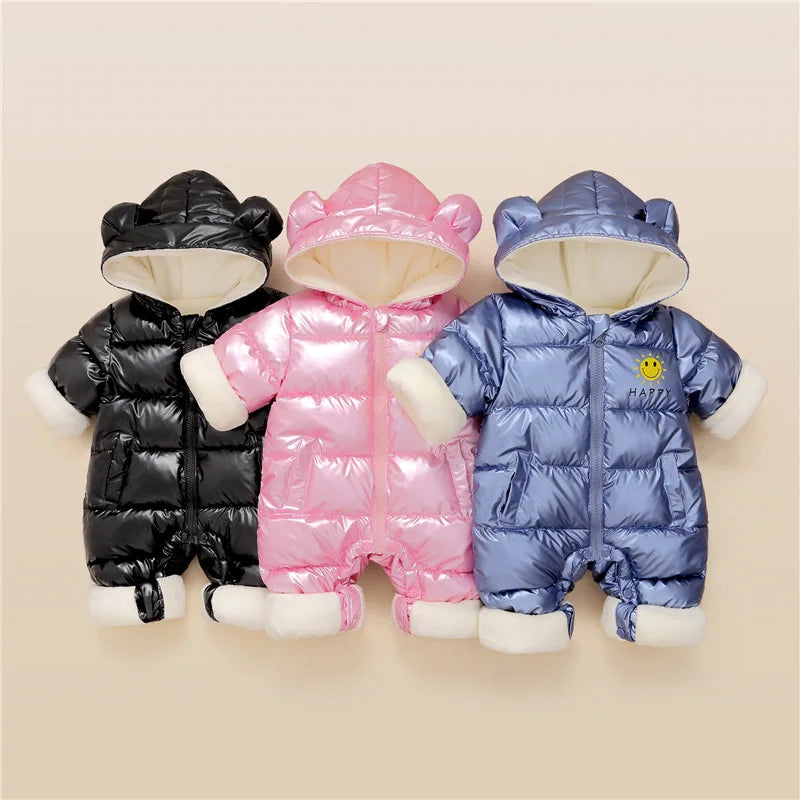 Baby Winter Snowsuit Plus Velvet Waterproof No-wash Baby Boy Jumpsuit Newborn Romper Baby Girl Overalls Infant Coat Clothes infants girls infants boys