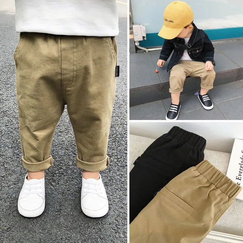 0-7Years Spring Autumn Kids Children Pants Baby Boy Cotton Washed Casual Trousers Elastic Waist Straight/Harlan Multiple Styles  bottom boys