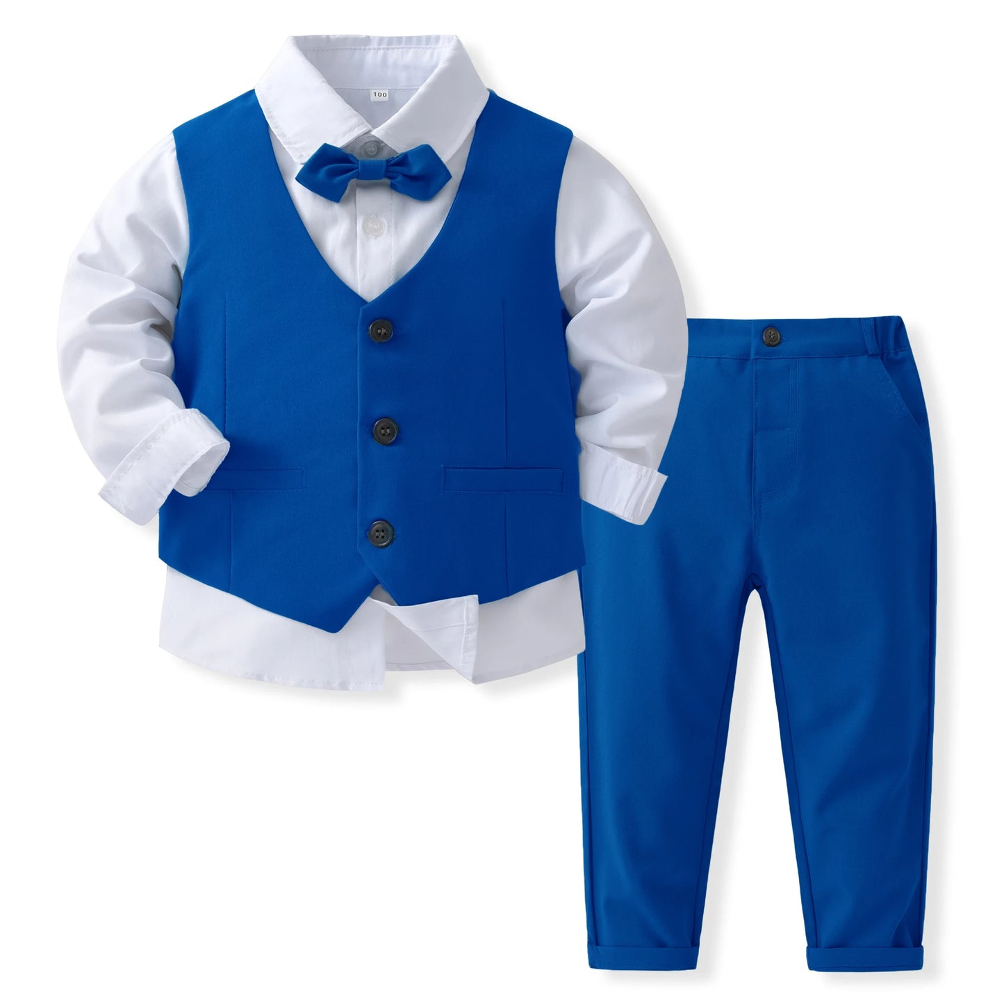 Gentleman Outfits Birthday Costume for Boy Children Spring Autumn Boutique Clothing Set Solid Vest Suit Kids Cotton Formal Wears boys dress