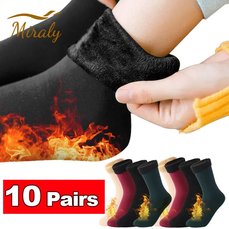 1/2/3/5/10Pairs Thermal Socks Women Winter Warm Thicken Fleece Short Socks Cashmere Wool Socks Snow Velvet Boots Home Floor Wear Socks