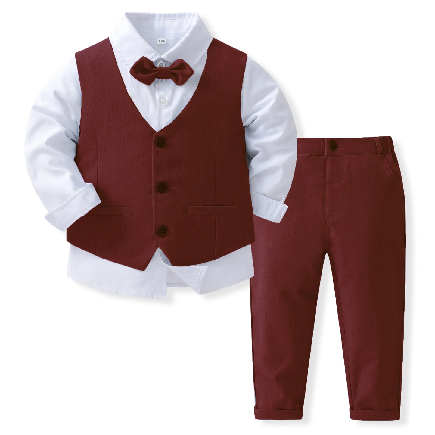 Gentleman Outfits Birthday Costume for Boy Children Spring Autumn Boutique Clothing Set Solid Vest Suit Kids Cotton Formal Wears boys dress