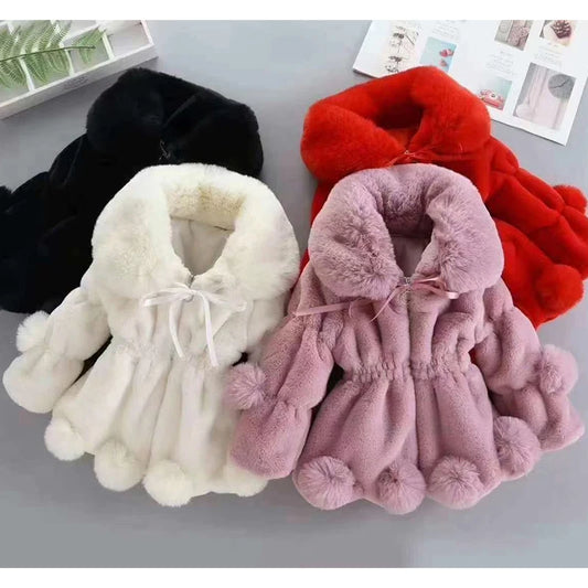 1-7 Year Baby Girls Jacket Autumn Winter Warm Faux Fur Coat For Girls Christmas Princess Outwear Fashion Plush Children Clothing girls jackets and coats