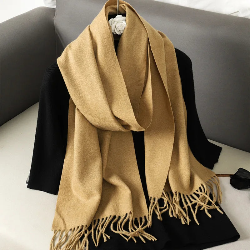 62Color Solid Women Winter Scarf Warm Thicken Cashmere Shawl Outdoor Fashion Luxury Tassels Pashmina Lady Wrap Windproof Scarves scarf and shawl