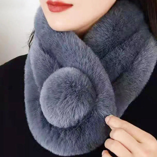 New Rabbit Fur Scarf Women Winter Warm Soft Furry Scarves Casual Female Lady Outdoor Neck Warmer Collar scarf and shawl