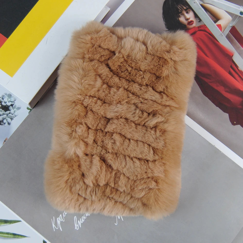 Hot Sale Brand Women Real Rex Rabbit Fur Scarf Girls Warm Soft Knitted Good Elastic Rabbit Fur Headband Natural Fur Ring Scarves scarf and shawl