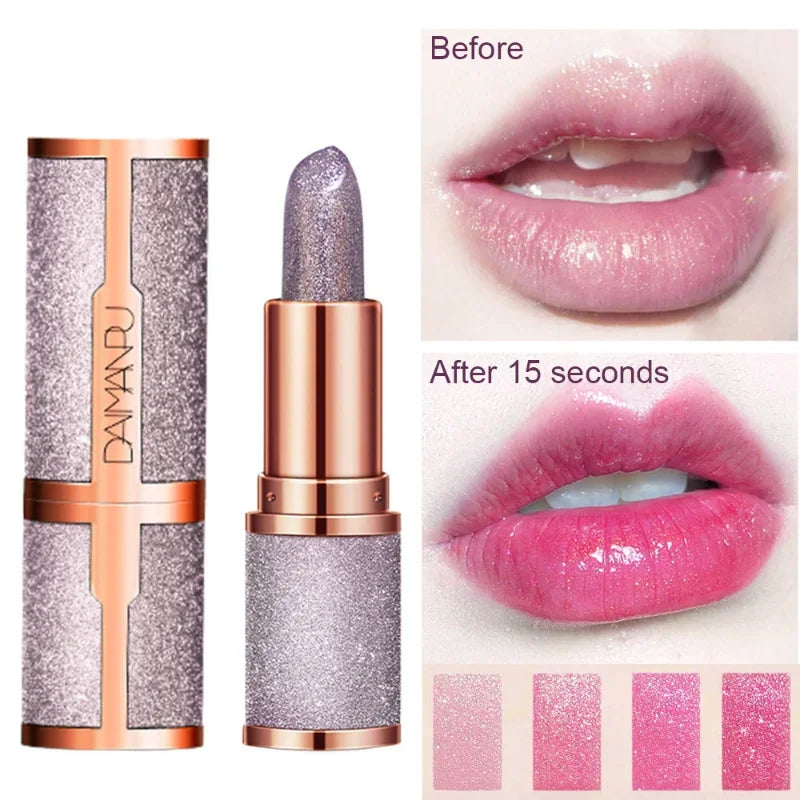 Temperature Color Changing Glitter Lipstick Waterproof Long Lasting Moisturizing Velvet Matte Lip Tint Red Pink Sexy Lips Makeup  lips