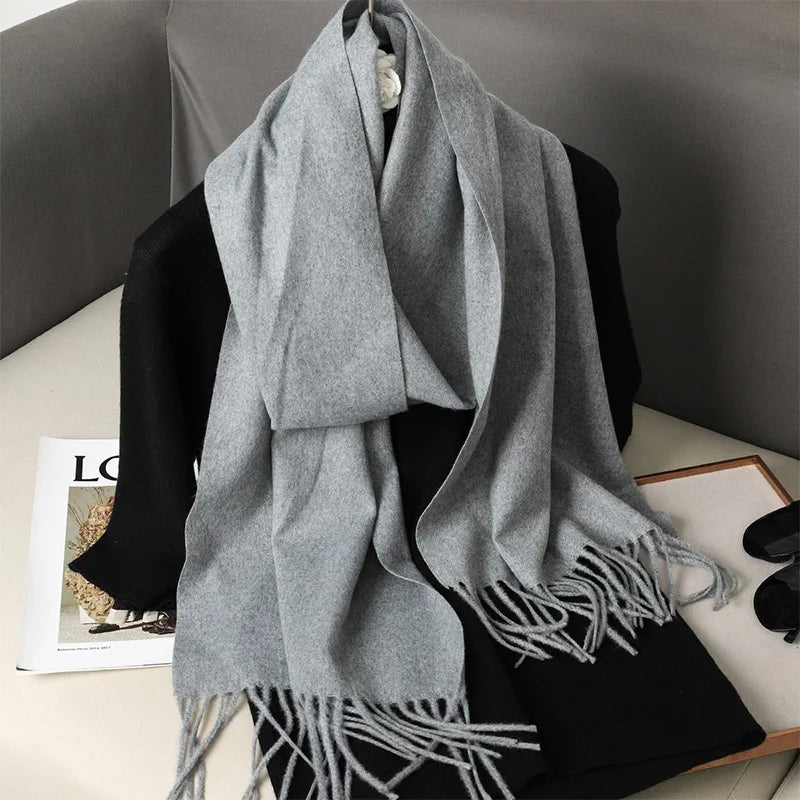 62Color Solid Women Winter Scarf Warm Thicken Cashmere Shawl Outdoor Fashion Luxury Tassels Pashmina Lady Wrap Windproof Scarves scarf and shawl