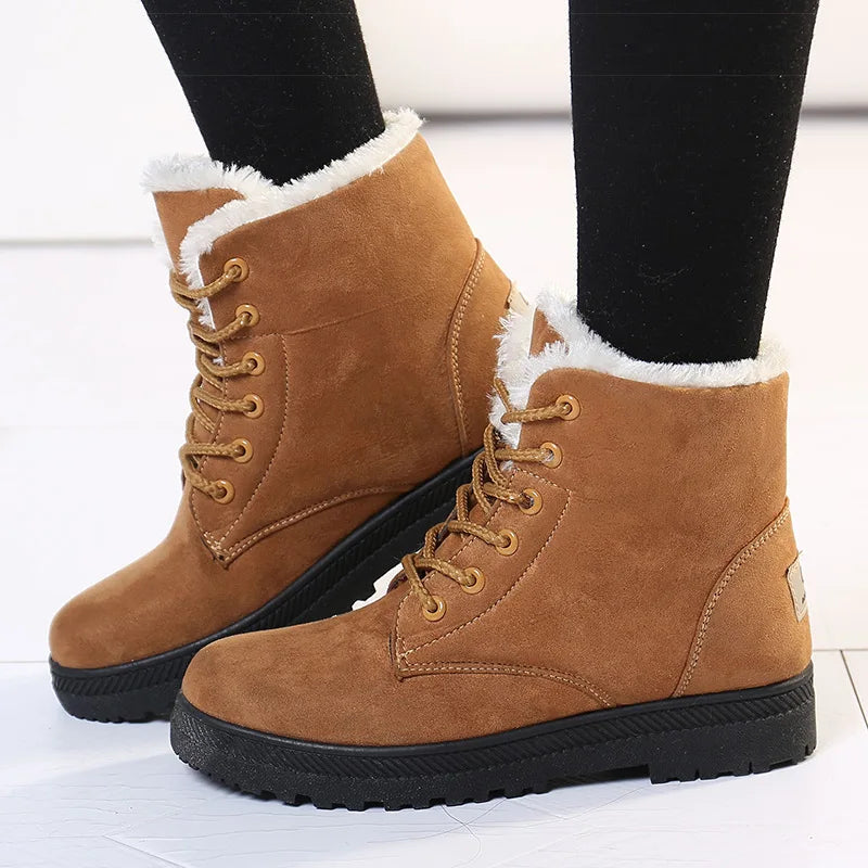 Women Winter warm Boots Black Heels Snow Botas mujer Elegant Woman Heeled Shoes Winter Shoes ankle boots