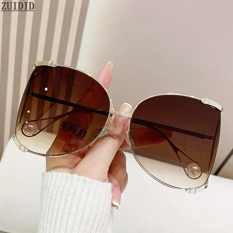 sunglasses Women 2024 Vacation Luxury Oversized Fashion Glasses Sunscreen